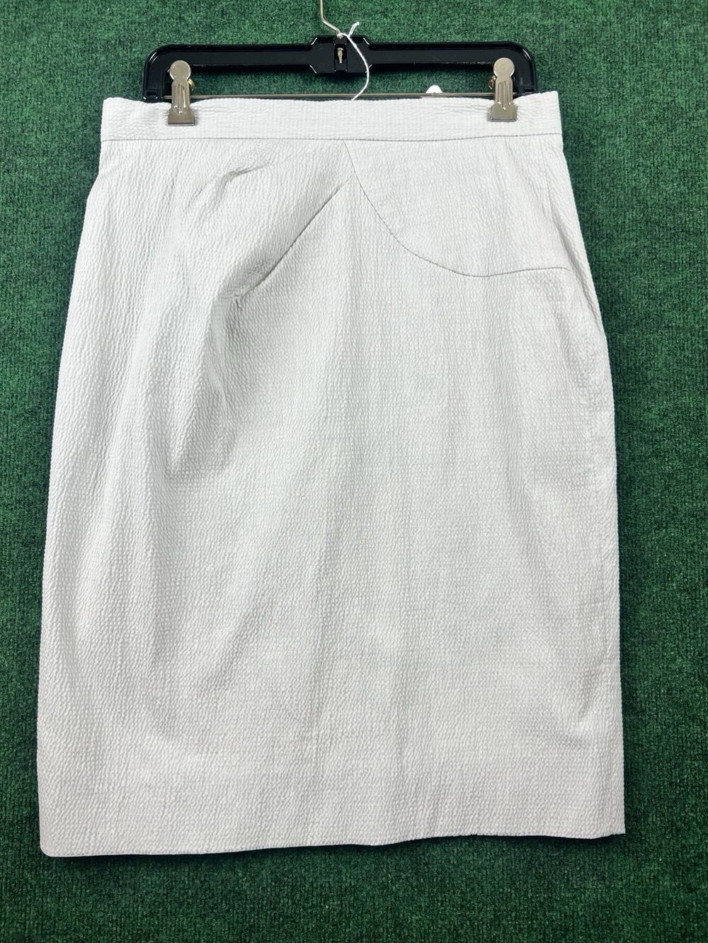 Gordon Stuart Gray Seersucker Knee Pencil Skirt